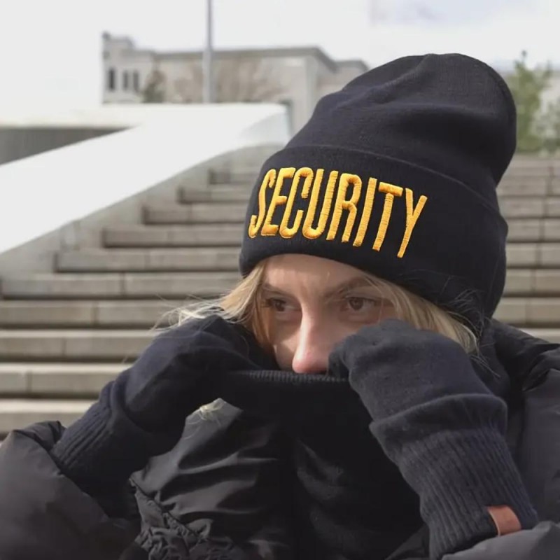 SECURITY Black Cuffed Knitted Beanie WC632794