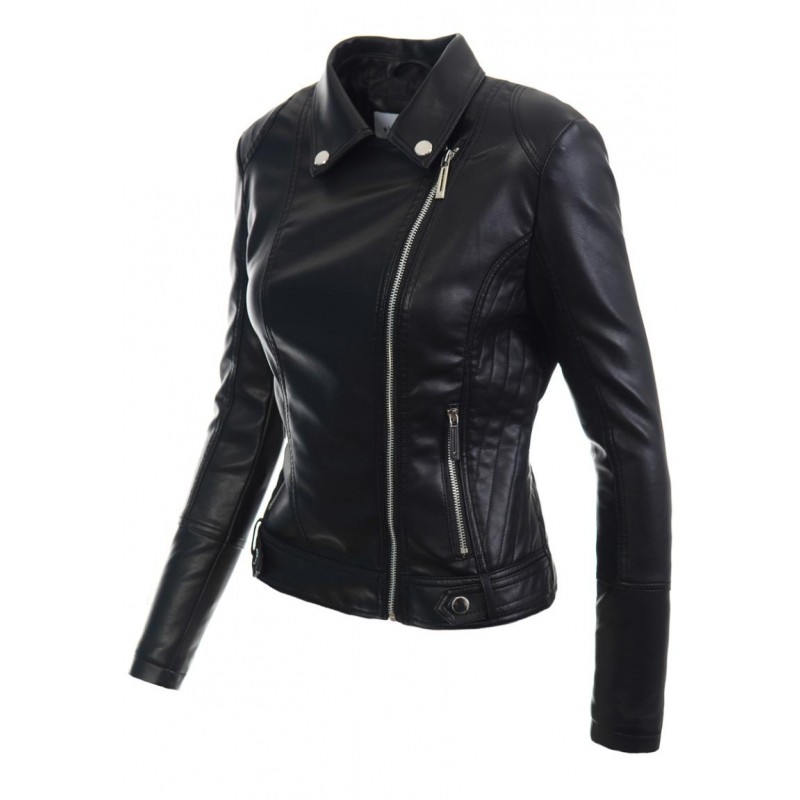 Ortalion Womens PU Leather Biker Jacket LCR8395B