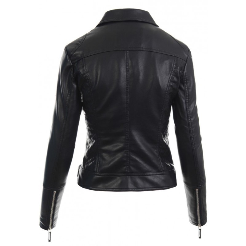 Ortalion Womens PU Leather Biker Jacket LCR8395B