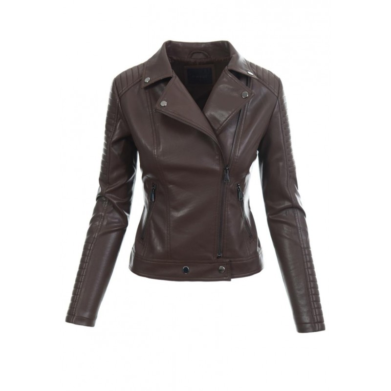 Ortalion Womens PU Leather Biker Jacket LCR8542Bw