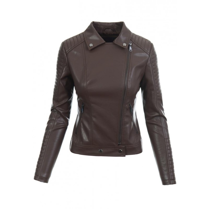 Ortalion Womens PU Leather Biker Jacket LCR8542Bw
