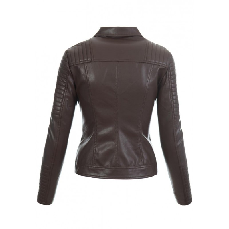 Ortalion Womens PU Leather Biker Jacket LCR8542Bw