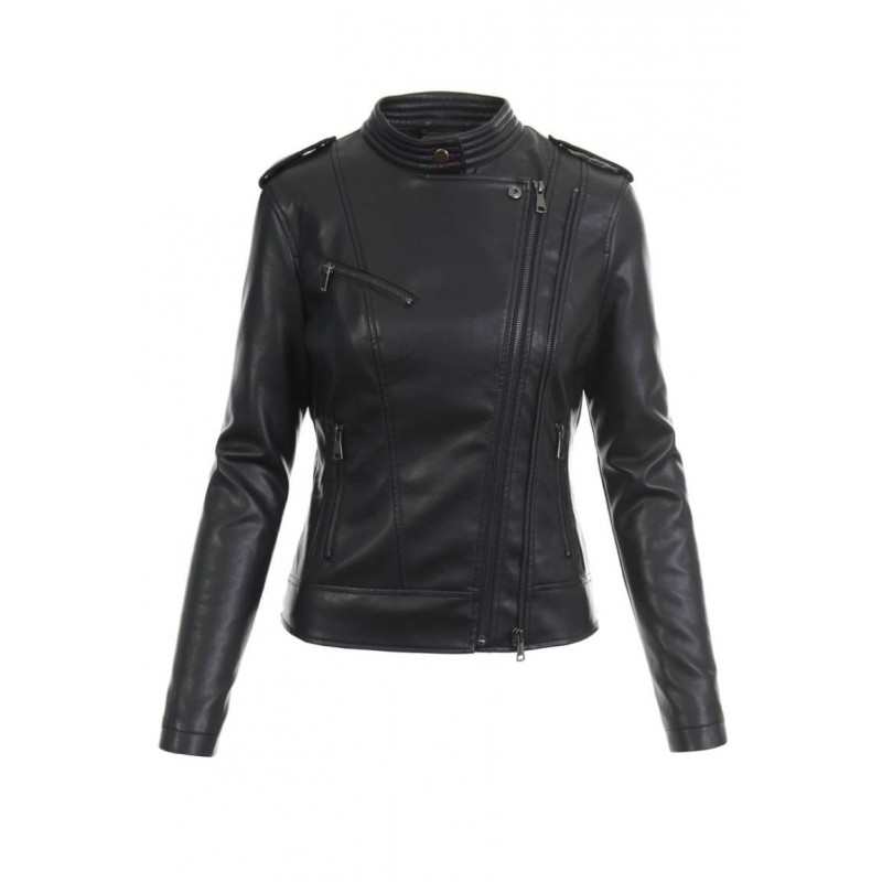 Ortalion Womens PU Leather Biker Jacket LCR8546B